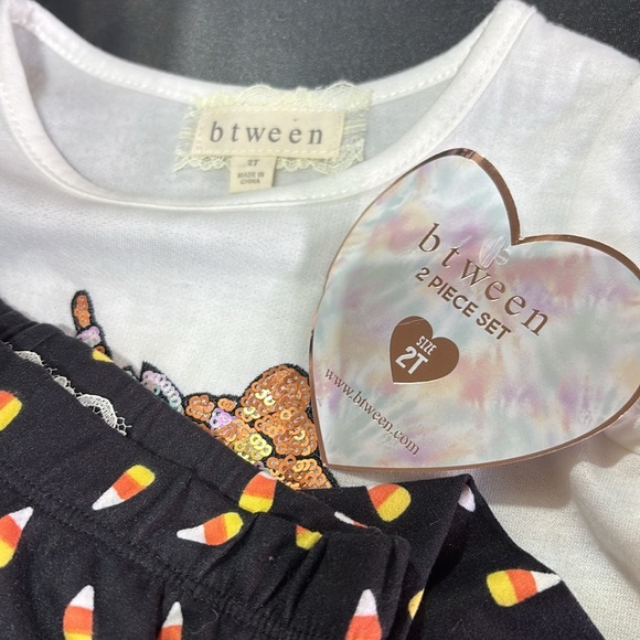 btween 2 pc.Sequin Sparkle Unicorn long sleeve, net ruffle,candy corn leggings - Picture 5 of 5